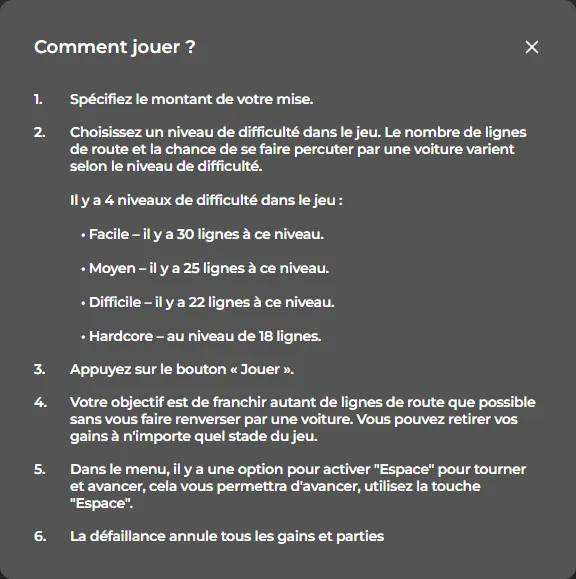 Règles de Chicken Road 2 dans la démo : 4 niveaux, 30, 25, 22 et 18 lignes