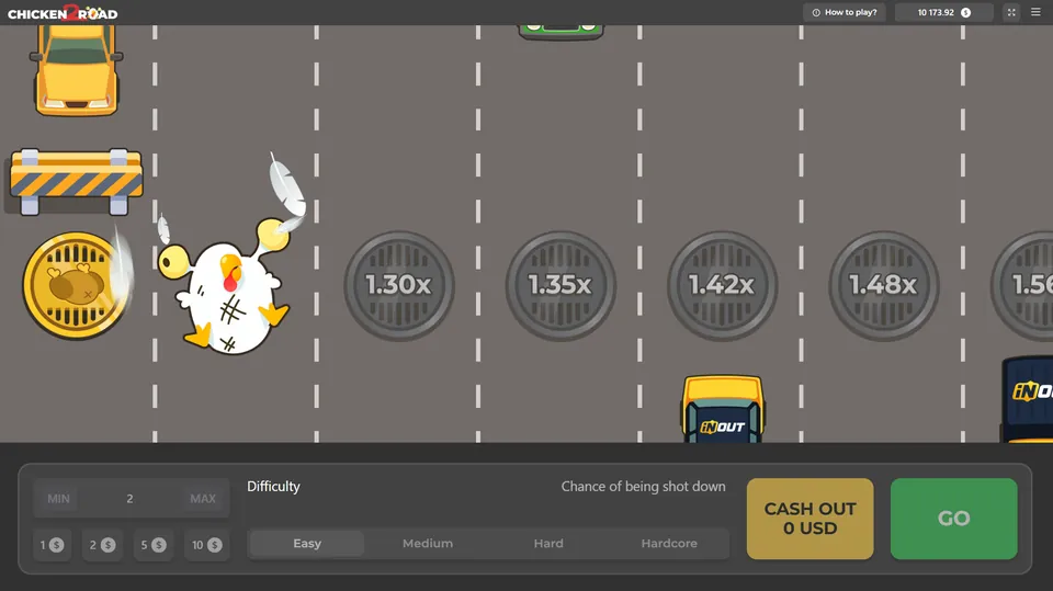 Chicken Road 2 : la poule renversée par une voiture, gain du tour perdu